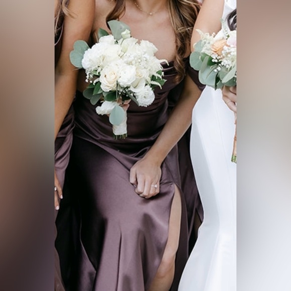 Birdy Grey Mia Convertible Dress Size Small 
Shiny Satin Chocolate Brown - Picture 6 of 8